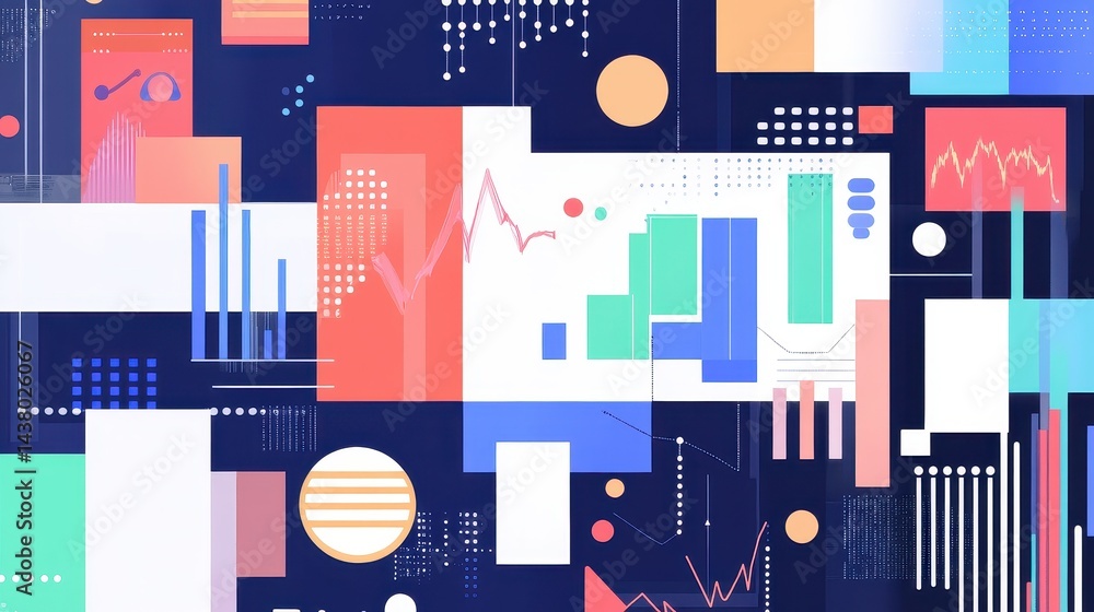 Business-themed background with a stock chart, corporate icons, and economic data, dynamic market trends.