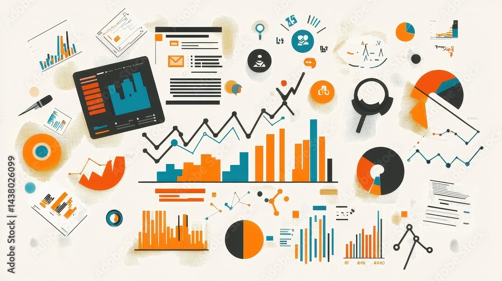 Business-themed background with a stock chart, corporate icons, and economic data, dynamic market trends.