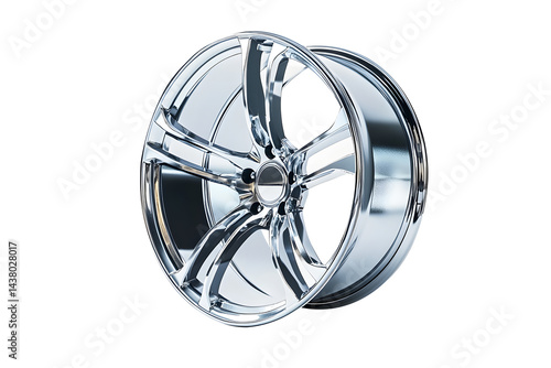 Wheel alloy car wheels rim silver chrome or mag wheel high isolated on cut out PNG or transparent background. Transport vehicles transportation. Car accessories. Performance auto part decoration
