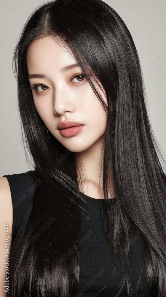 Portrait of a Young Woman with Long Black Hair Portrait of a Young Woman with Long Black Hair
