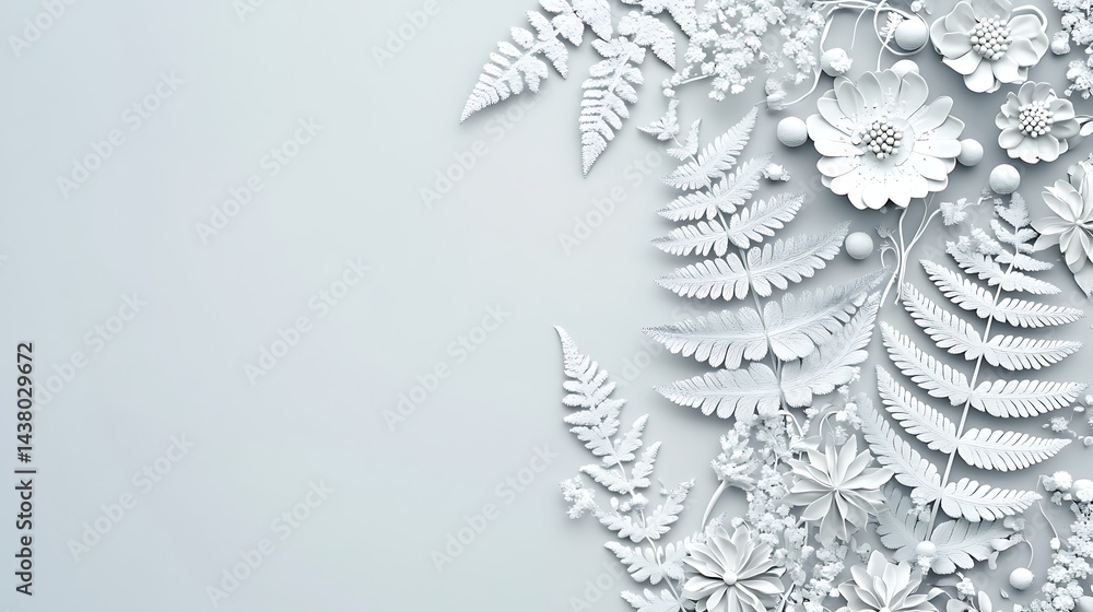 Obraz premium White Floral Frame with Minimal Design.