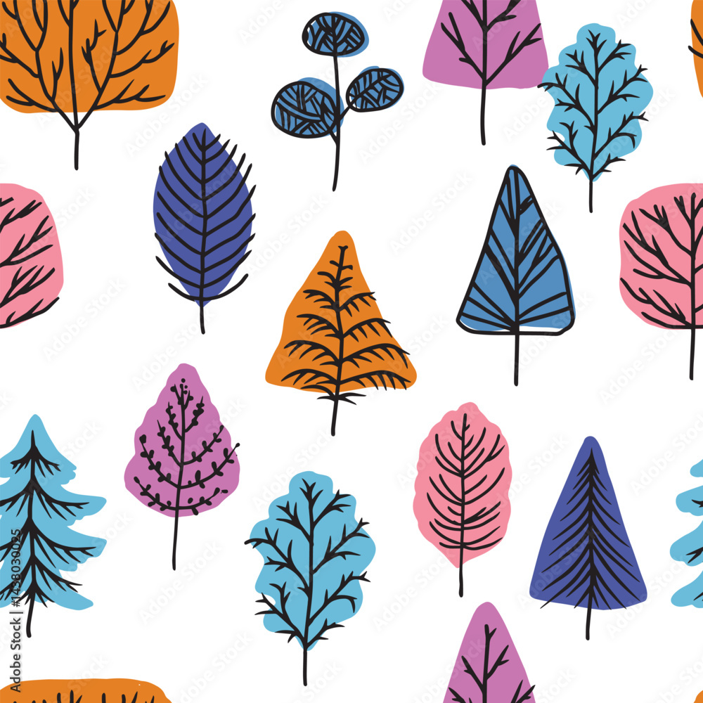 Autumn nature design with seamless pattern of colorful fall leaves and trees creates a vibrant seasonal wallpaper Autumn nature design with seamless pattern of colorful fall leaves and trees creates a vibrant seasonal wallpaper