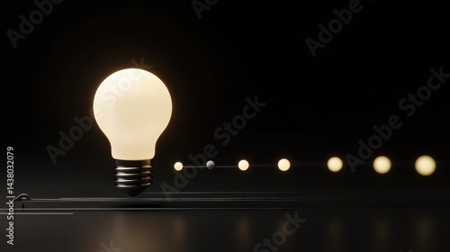 Obraz na płótnie Coin and Light bulb shining over a graph, idea and business growth, 3D illustration. w salonie