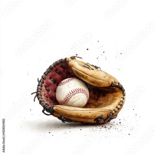 Obraz na płótnie A baseball nestled in a worn leather glove, illustrating a classic sports moment. w salonie