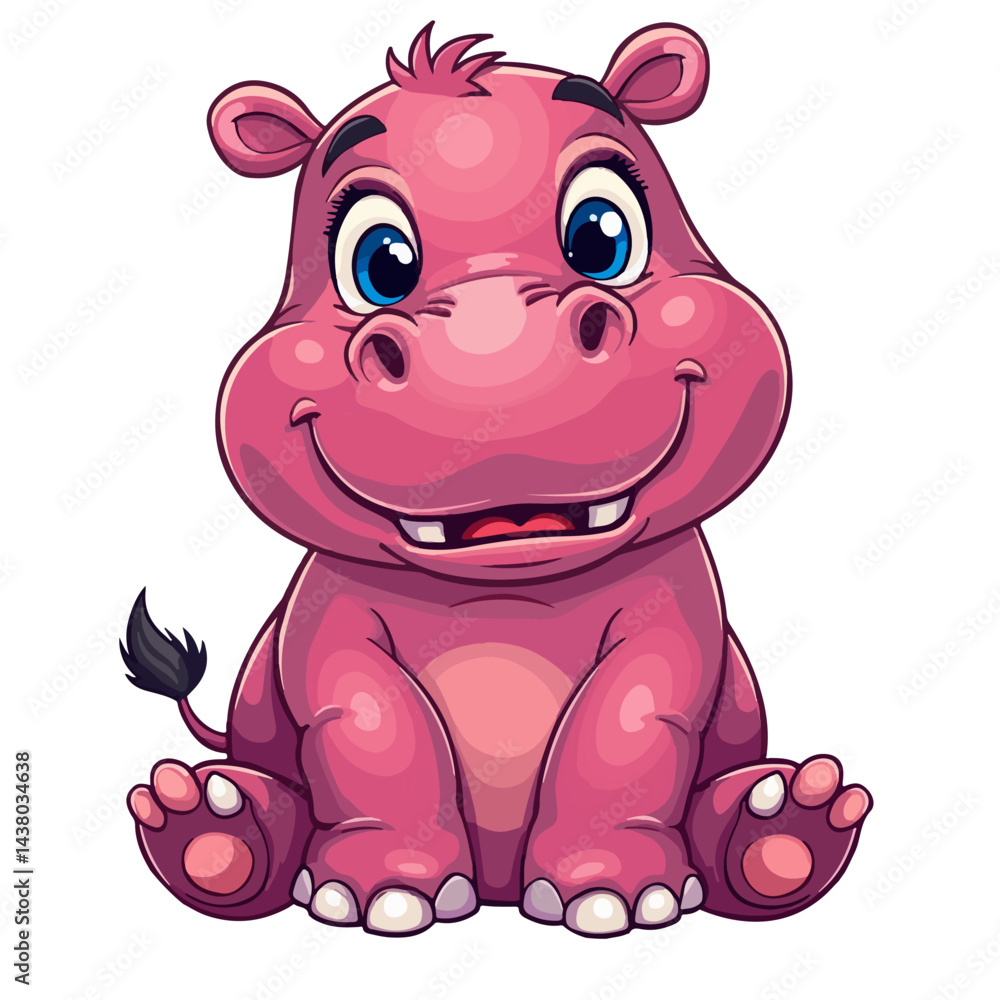 Fototapeta premium Hippopotamus cartoon vector on white background