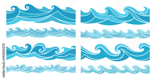 collection of seamless wave borders