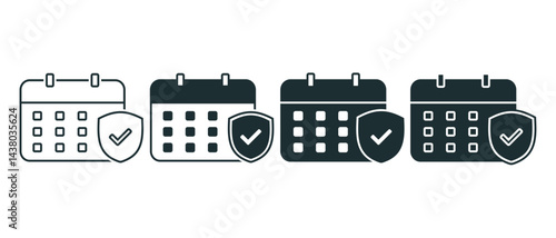 Shield calendar icon. Illustration vector