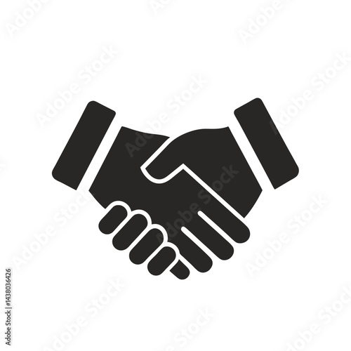 Handshake Silhouette Solid Style silhouette vector art illustration with white background