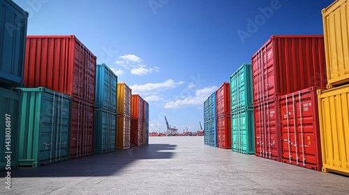 Wallpaper Mural Containers in shipping yard, shipping port.
 Torontodigital.ca