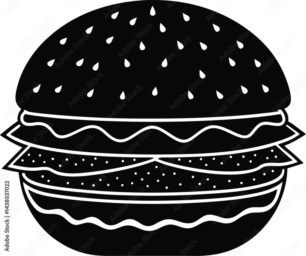 Burger Silhouette Side View White Background Burger Silhouette Side View White Background