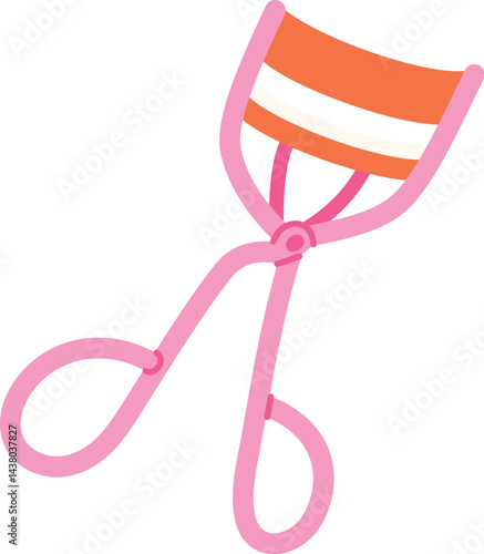hand drawn pink eyelashes curler flat illustration 