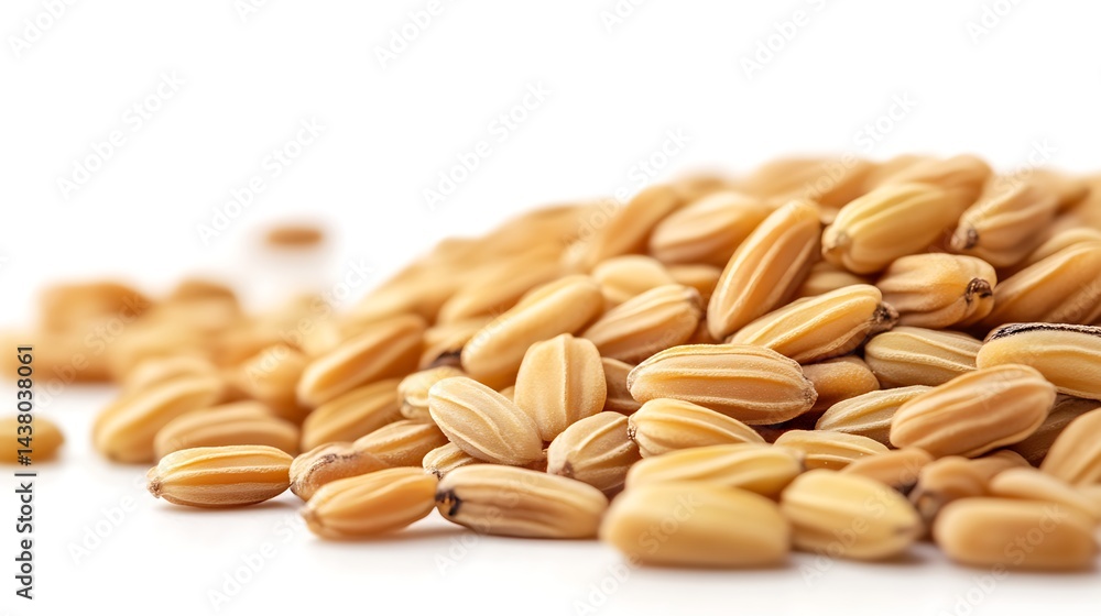 Close-up of Pile of Grain Seeds Isolated on White Background in Studio Close-up of Pile of Grain Seeds Isolated on White Background in Studio