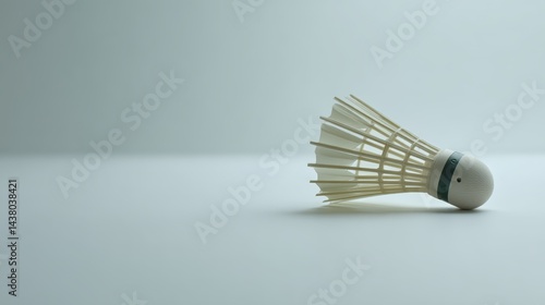 Wallpaper Mural Close-up view of a standard white shuttlecock standing upright on a white surface, showcasing its feather details for badminton enthusiasts and sports equipment displays Torontodigital.ca