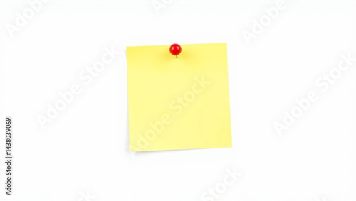 Yellow sticky note attached to a white surface with a red push pin holding it in place on the wall created with generated ai