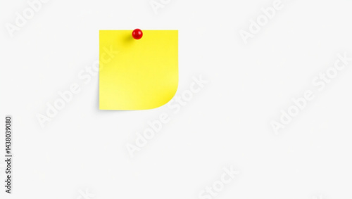 Yellow sticky note attached to a white surface with a red push pin holding it in place nicely today created with generated ai