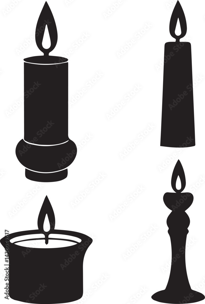 Fototapeta premium burning candle vector, burning candle silhouette vector, burning candle logo vector illustration