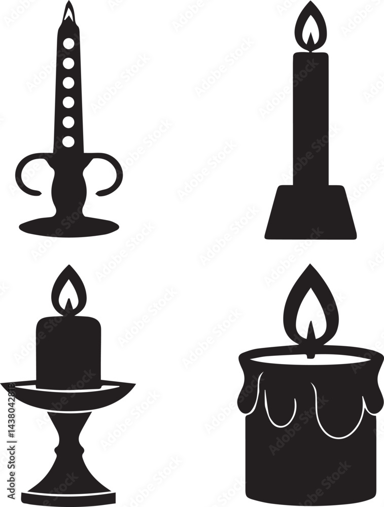 Fototapeta premium burning candle vector, burning candle silhouette vector, burning candle logo vector illustration