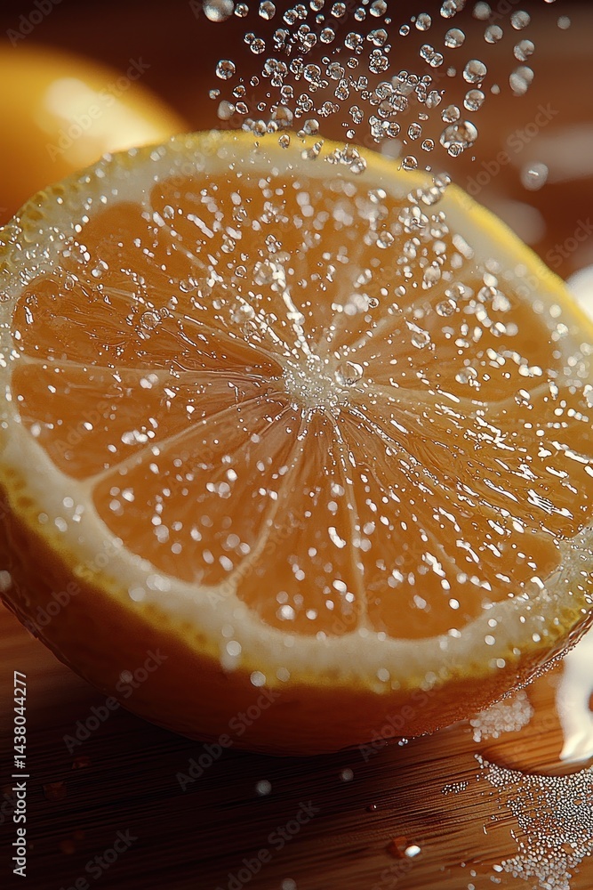 Fresh lemon slice with water droplets Fresh lemon slice with water droplets