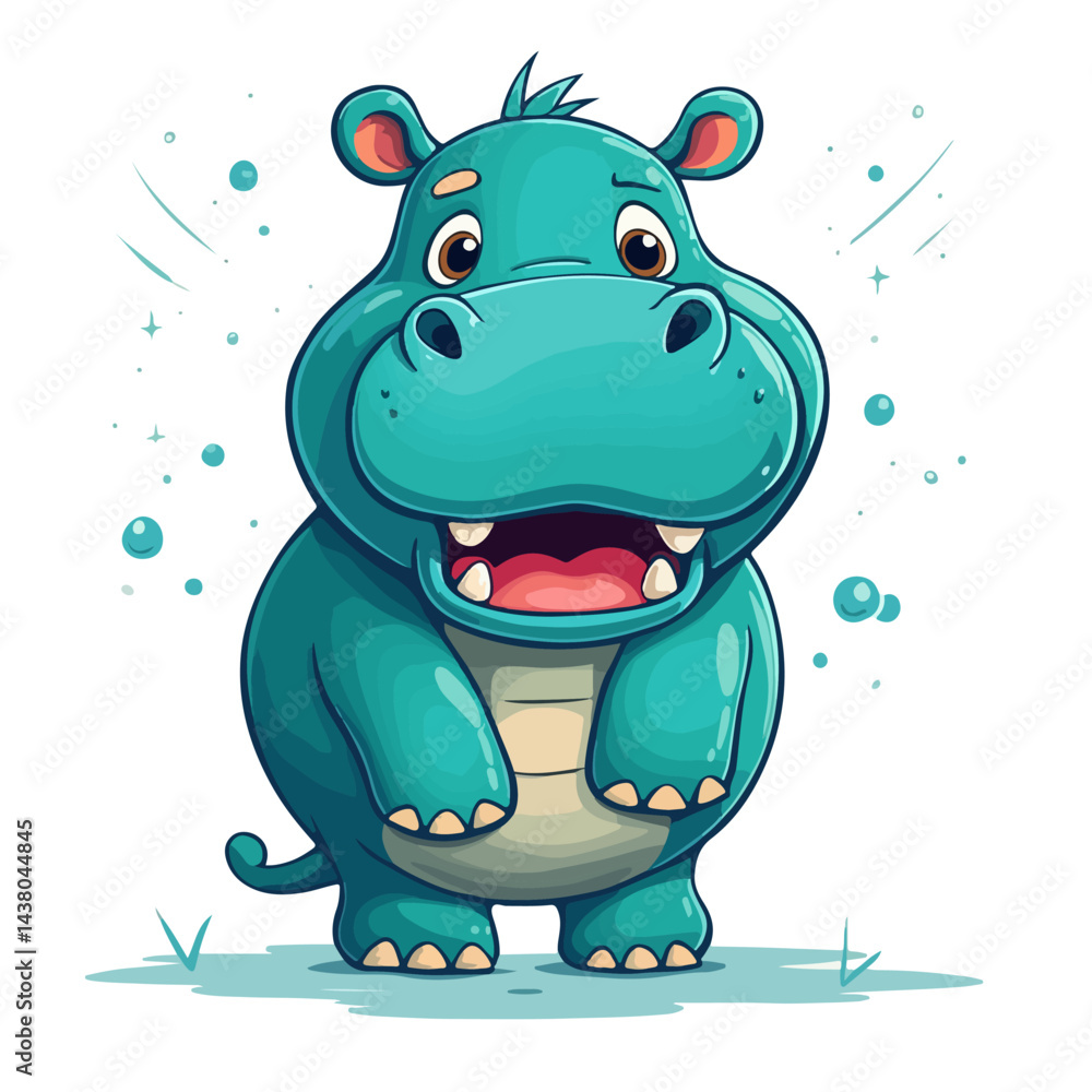 Fototapeta premium Hippo cartoon vector on white background