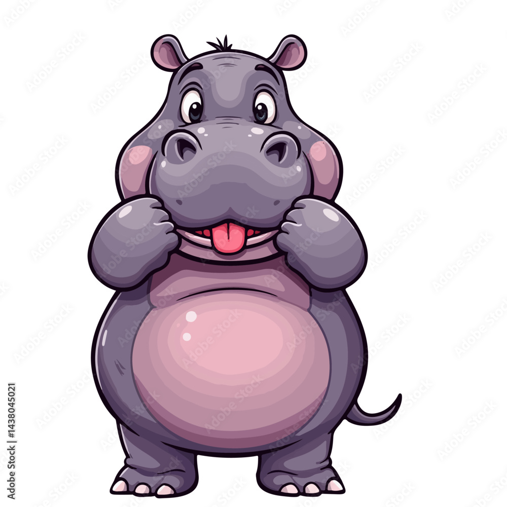 Naklejka premium Hippo cartoon vector on white background