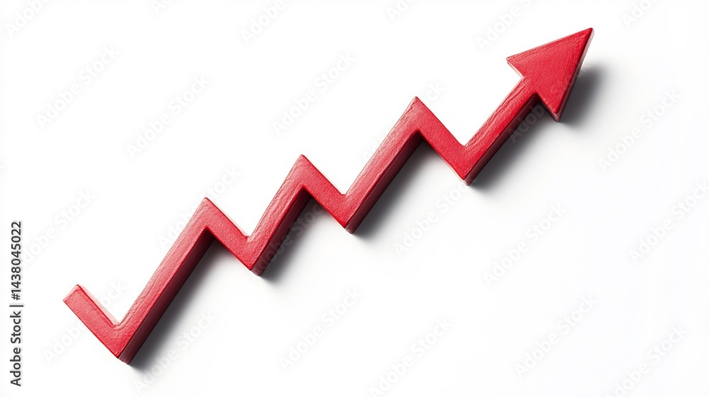 A Zigzag Red Arrow Pointing Upward Showcasing Positive Financial Trends Isolated a White Background A Zigzag Red Arrow Pointing Upward Showcasing Positive Financial Trends Isolated a White Background