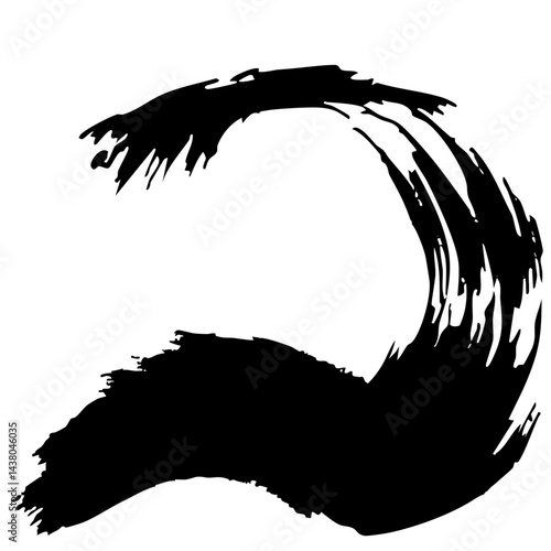 和風素材　筆で描かれたダイナミックな線のイラストセット　ベクター