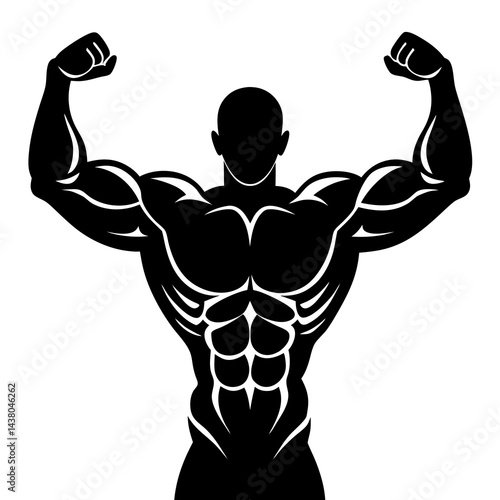 Athletic Bold Silhouette of a Muscular Man Perfect for Branding Fitness and Gym Materials