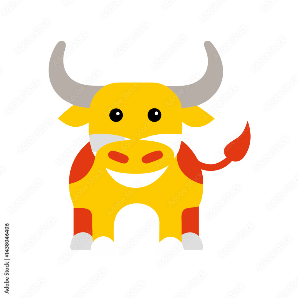 Fototapeta premium colorful cartoon cow, representing farm animal and childhood character concept, copy space