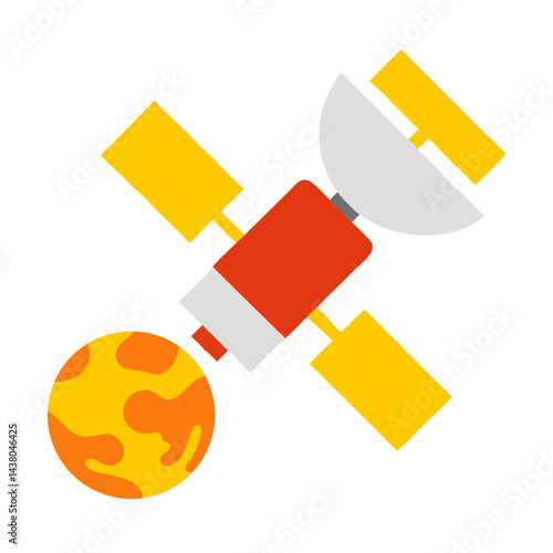 spacecraft with planet, representing space exploration and science concept, copy space