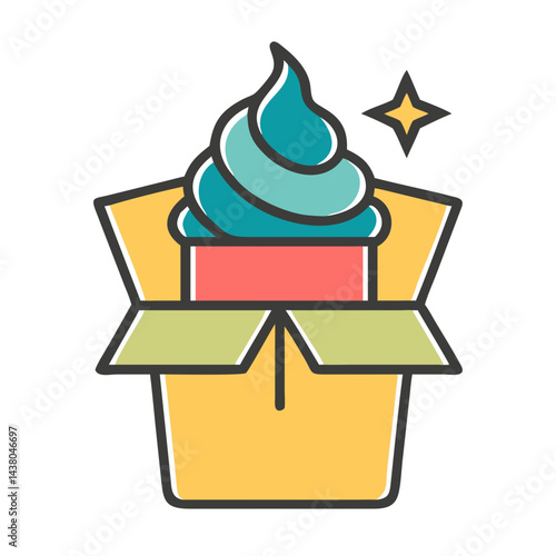 cup of soft serve ice cream, representing dessert and sweet treat concept, copy space