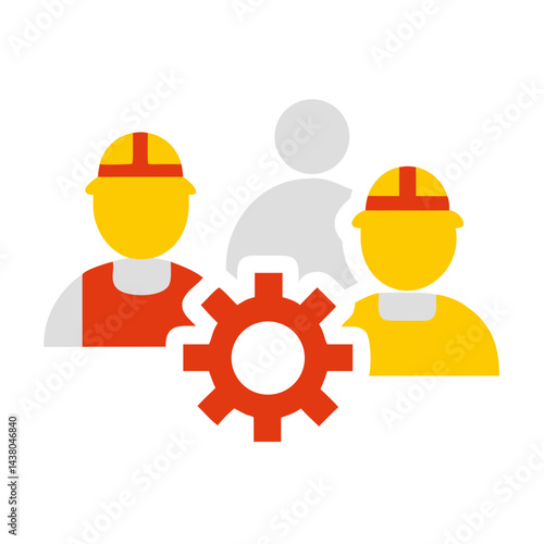 workers with hard hats and gear, representing teamwork and construction industry concept, copy space
