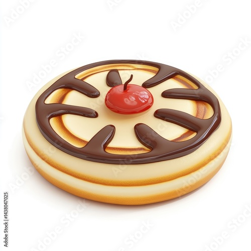 Round, decorative crepe, topped with a cherry.