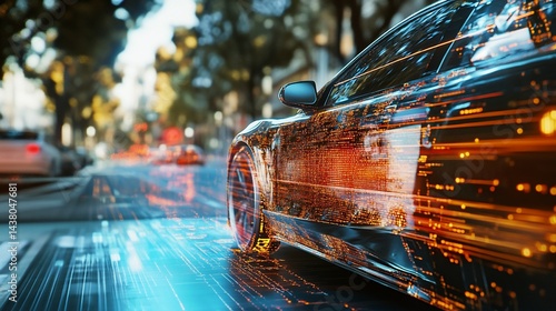 Futuristic Car: Digital Speed and Urban Mobility