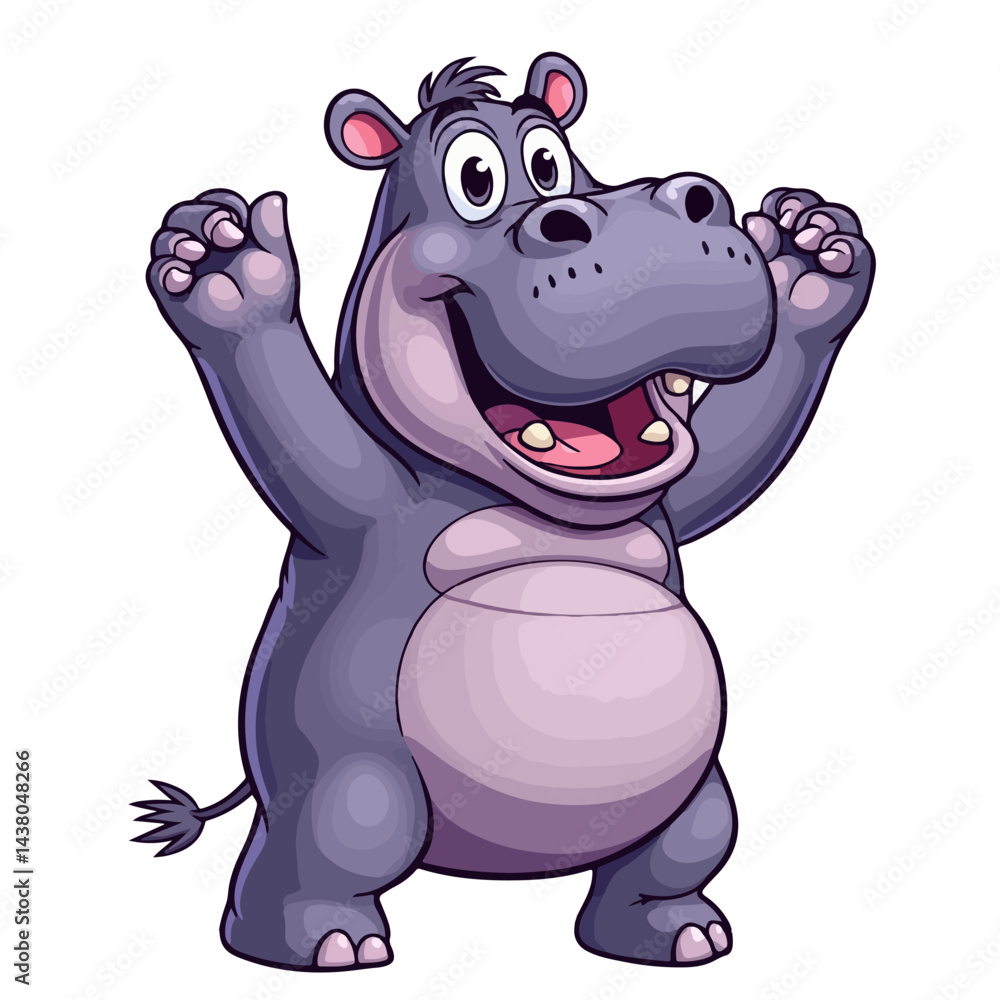 Fototapeta premium Hippo cartoon vector on white background