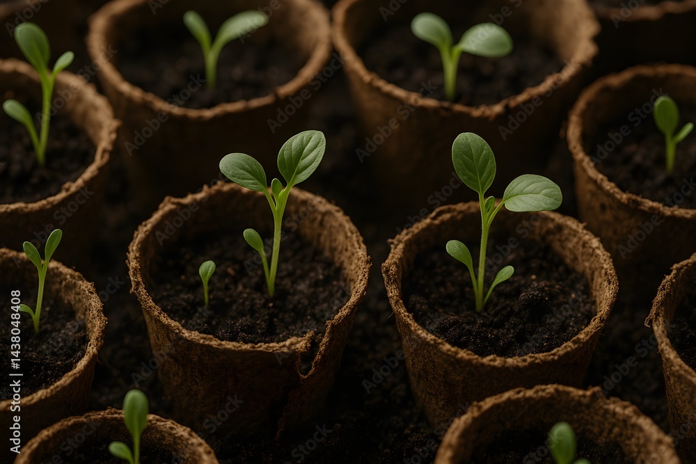Organic Seedlings Growing in Biodegradable Pots
Organic Seedlings Growing in Biodegradable Pots