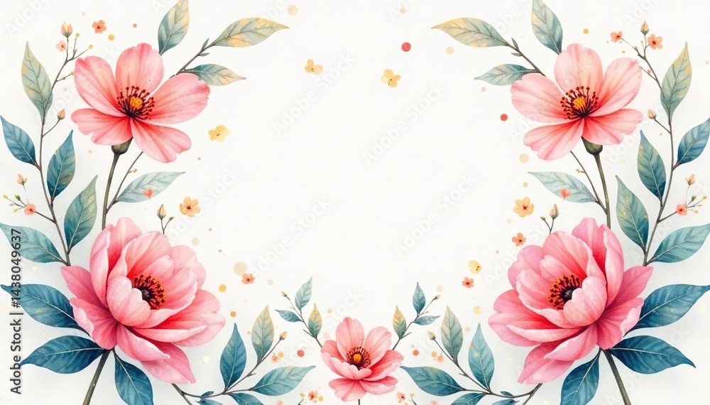Obraz premium Delicate watercolor style floral motif, soft hues, cream, gentle