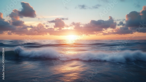 Wallpaper Mural The scene captures a calm sea bathed in the gentle light of a sunrise, as the first rays of the sun illuminate the horizon, bringing the promise of a new, peaceful day. Torontodigital.ca