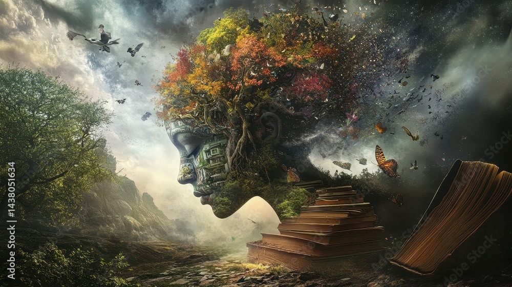 Nurturing the Mind, A Surreal Journey of Education and Growth.