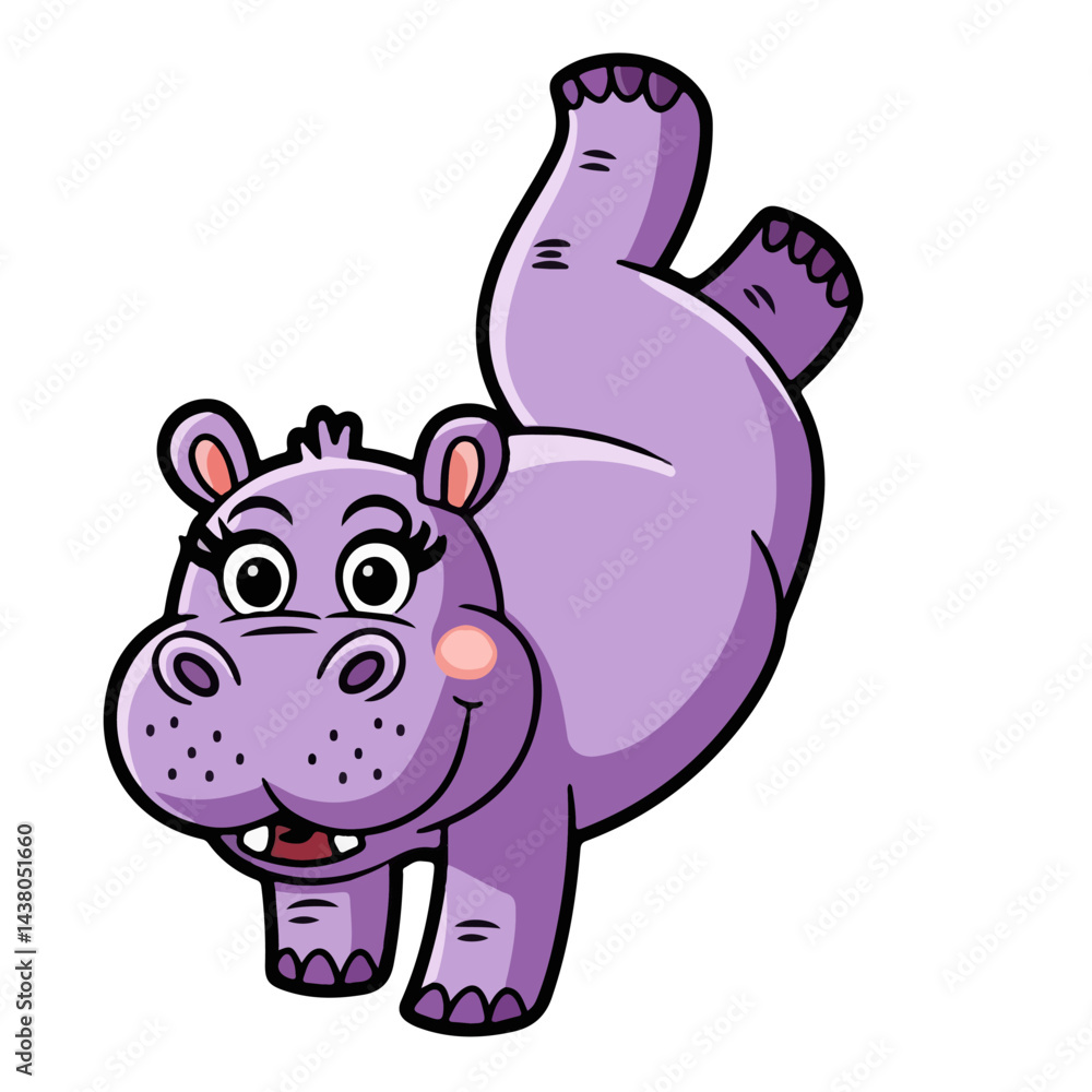 Obraz premium Hippo cartoon vector on white background