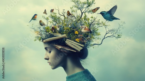 Obraz na płótnie Nurturing the Mind, A Surreal Journey of Education and Growth. w salonie