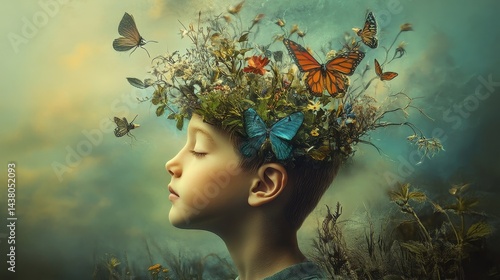 Obraz na płótnie Nurturing the Mind, A Surreal Journey of Education and Growth. w salonie