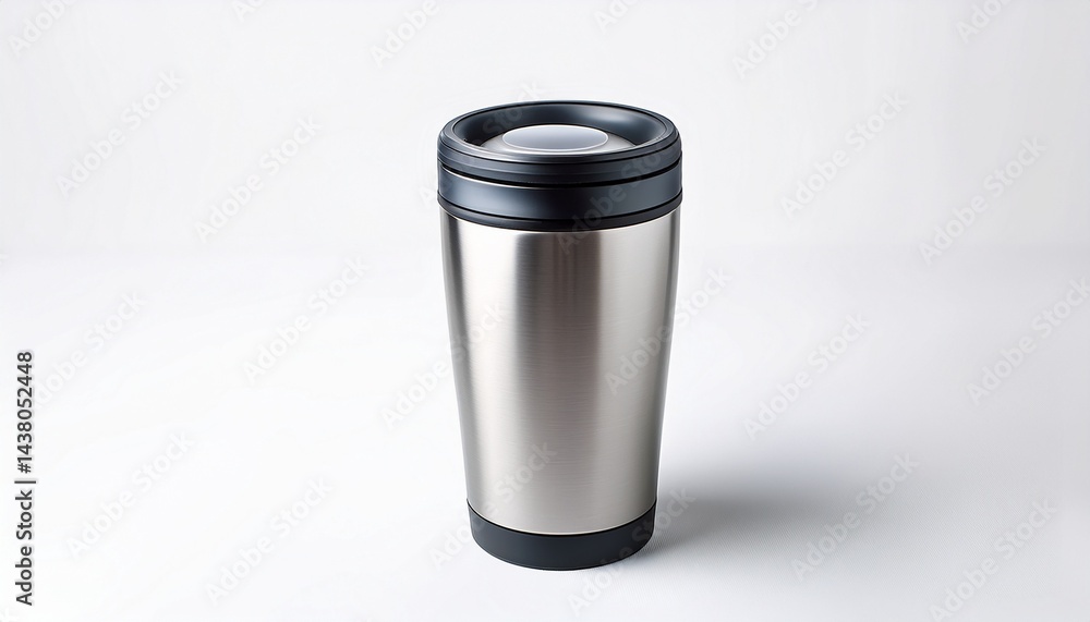 stainless steel tumbler or coffee cup on white background thermal travel mug to drink hot beverage tea stainless steel tumbler or coffee cup on white background thermal travel mug to drink hot beverage tea