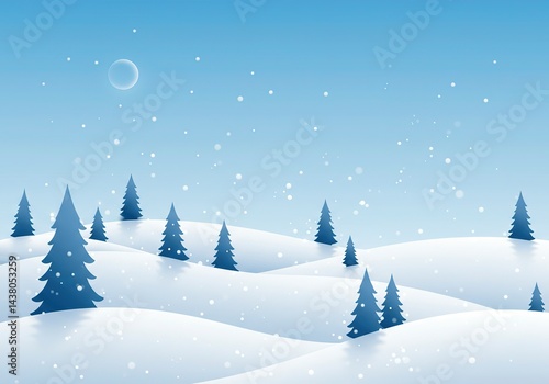 Wallpaper Mural Winter Wonderland Scene with Snowy Hills and Fir Trees Torontodigital.ca