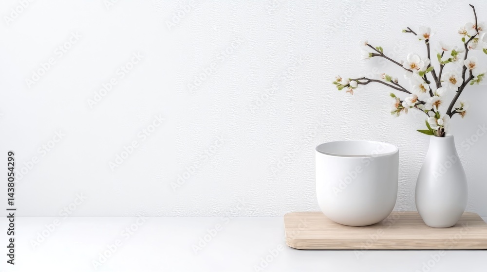 Minimalist aesthetic display with delicate blossoms Minimalist aesthetic display with delicate blossoms