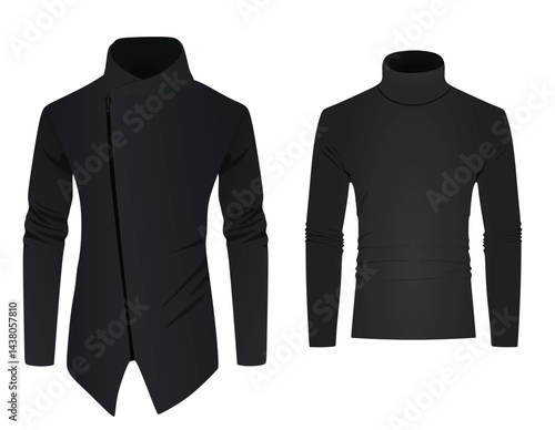 Long sleeve t shirt and jacket. vector