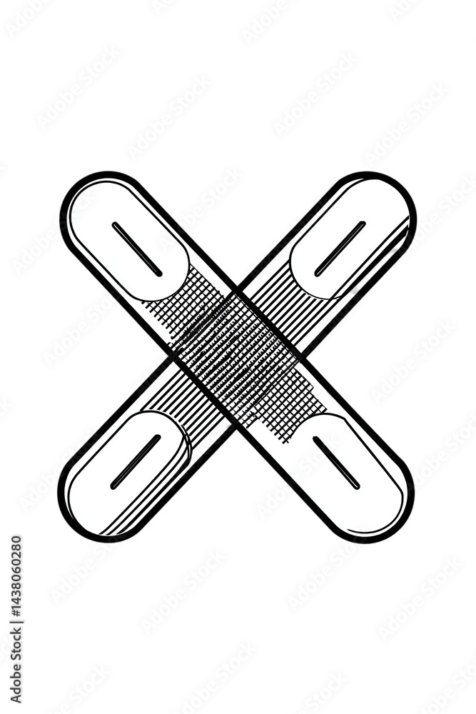 Illustration of a stylized bandage crossing over itself, symbolizing care and healing in a minimalist design Illustration of a stylized bandage crossing over itself, symbolizing care and healing in a minimalist design