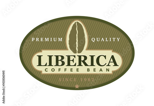 Label or sticker template for packaging. Liberica coffee bean logo showcasing quality and premium coffee in a stylish design