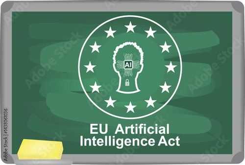 EU artificial intelligence act on green board. vector illustration