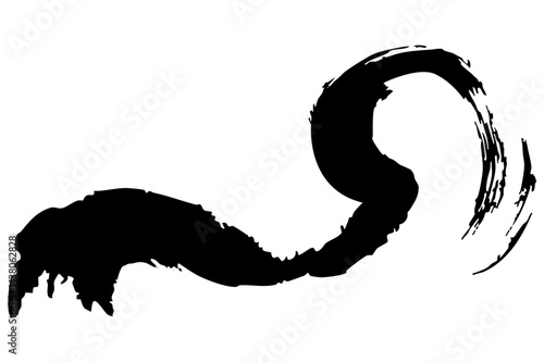 和風素材　筆で描かれたダイナミックな線のイラストセット　ベクター