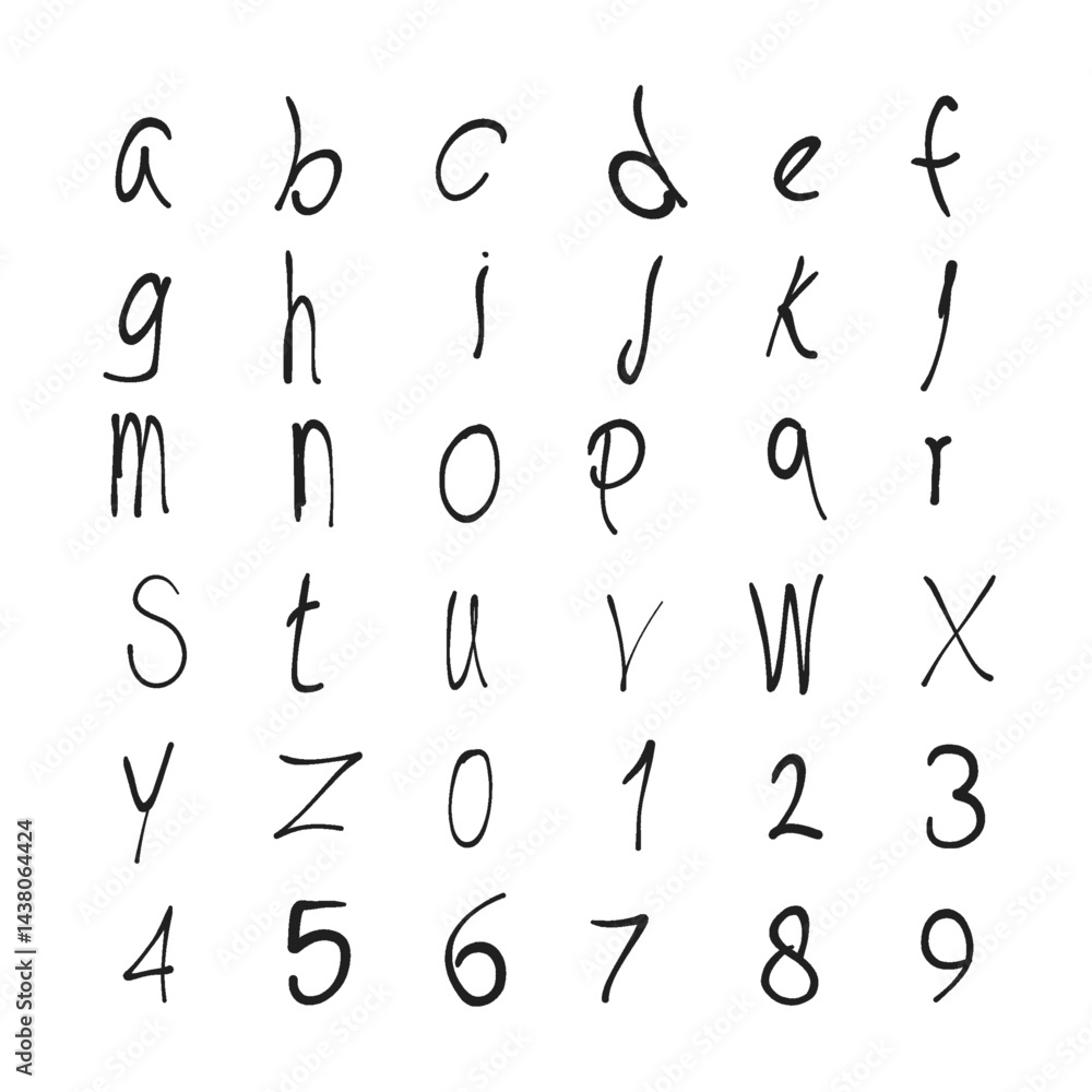 illustration of alphabet letters a to z and numbers in lower case without background illustration of alphabet letters a to z and numbers in lower case without background